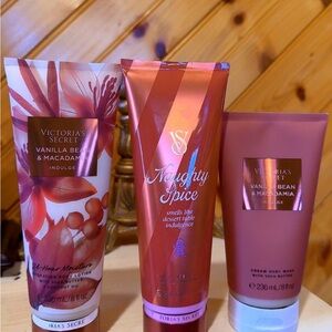 Victoria’s Secret Vanilla Bean Macadamia & Naughty Spice Bundle 3pc NEW HTF